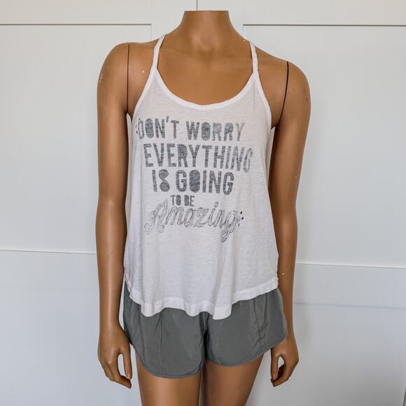 Hang Ten, White Tank-Don’t Worry Everything is Going to be Amazing- Size: Medium - Picture 1 of 8